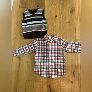 Boys Janie and Jack button down with sweater vest